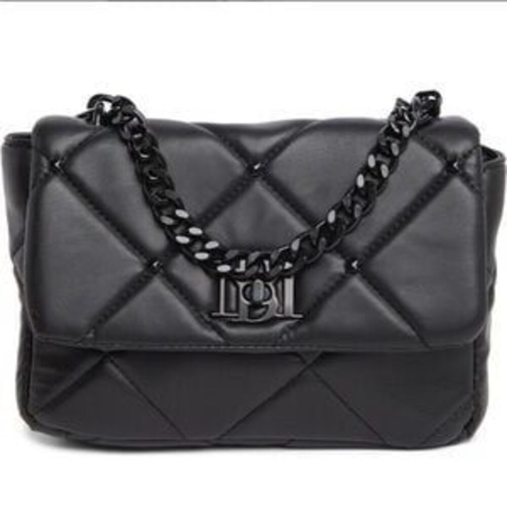 NWOT Badgley Mischka Vegan Leather Chain Diamond Quilt Turn Lock Shoulder Bag